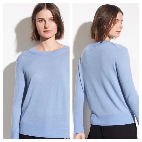 Vince Blue Wool Blend Sweater Medium Crewneck Pullover Lightweight Knit Casual