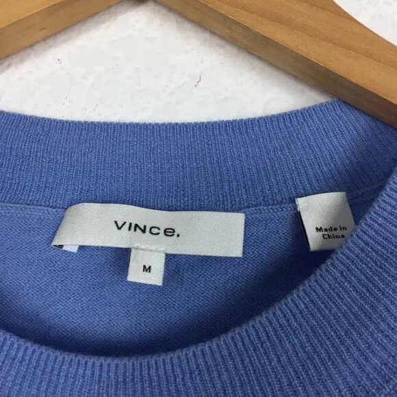 Vince Blue Wool Blend Sweater Medium Crewneck Pullover Lightweight Knit Casual