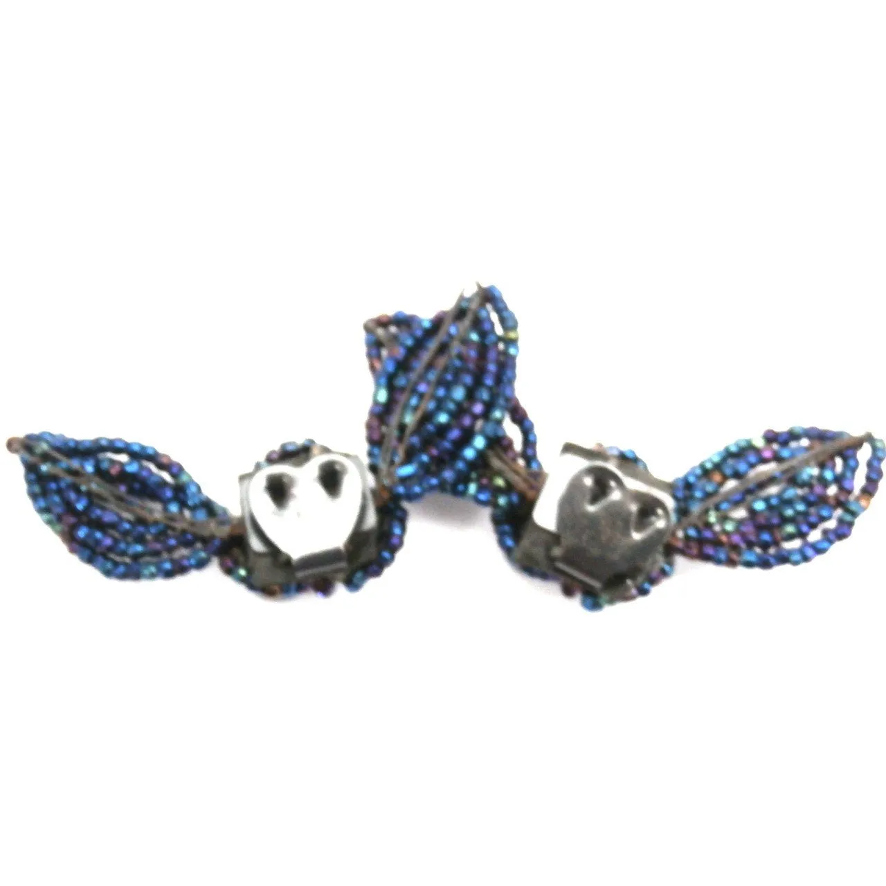 Vintage 1940s Shoe Buckles Blue Carnival Glass Bows 2.5"