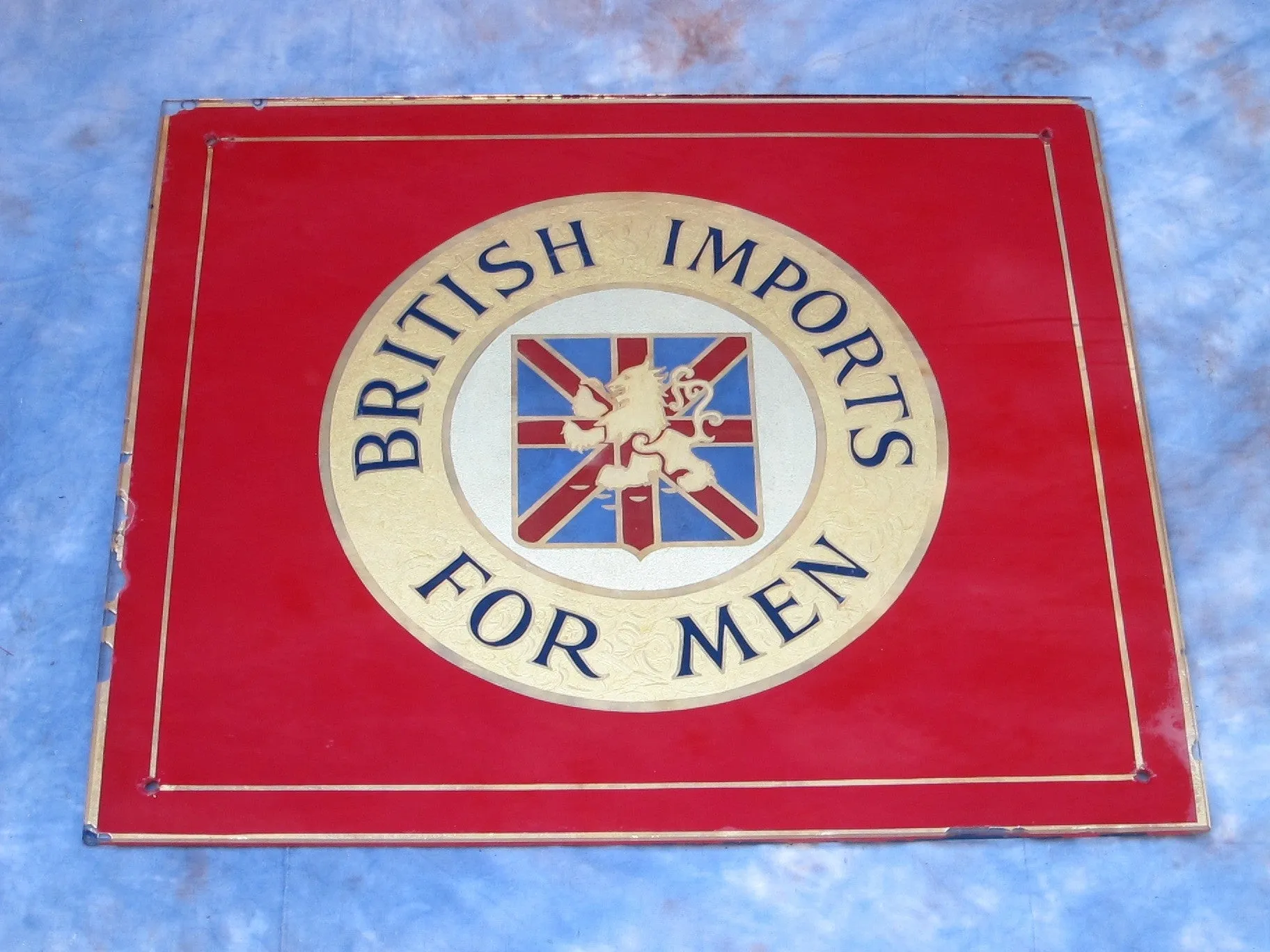 Vintage Advertising Canvas Glass Sign British Imports Rampant Lion