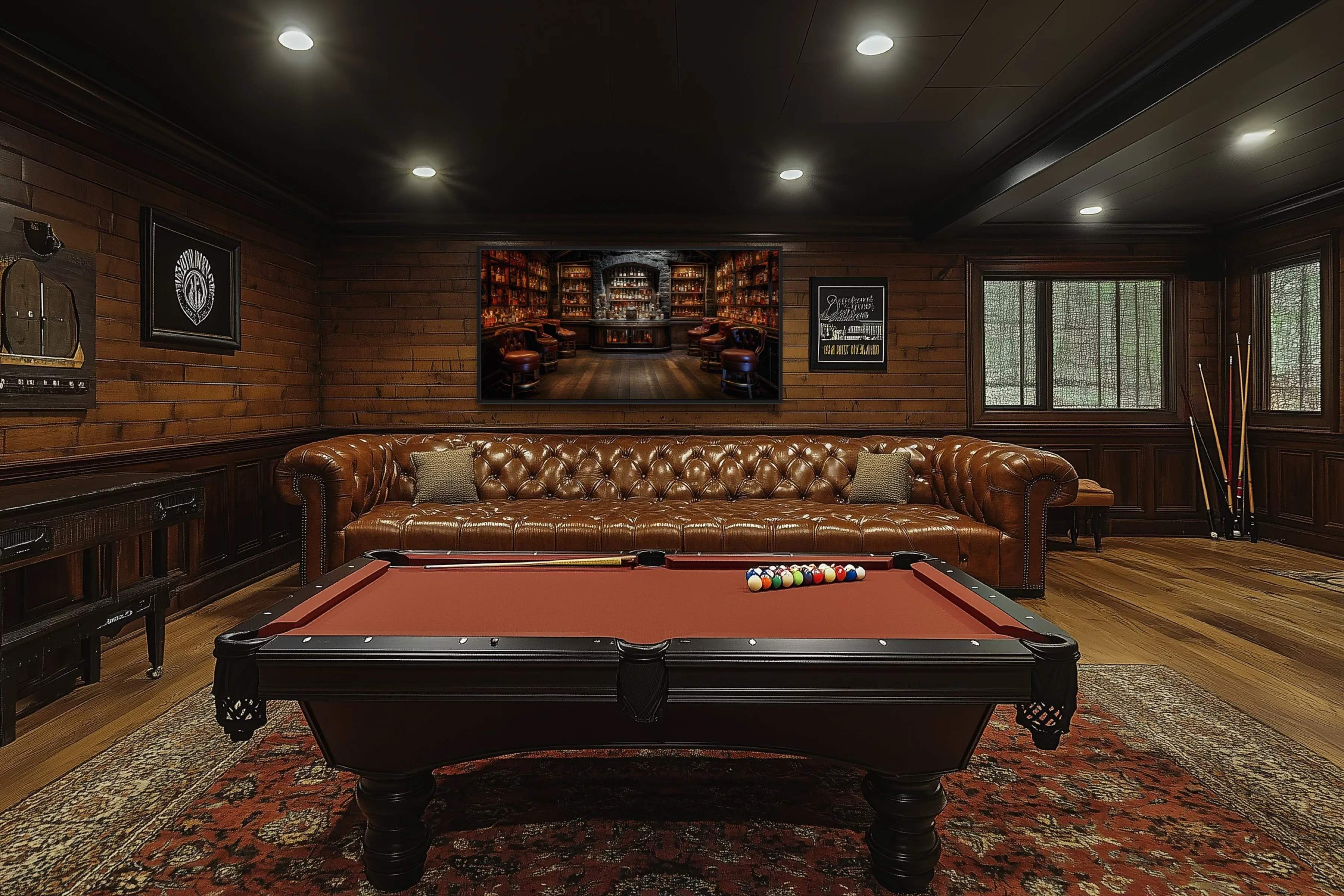 Vintage Bar Painting Framed Canvas Wall Art For Man Cave