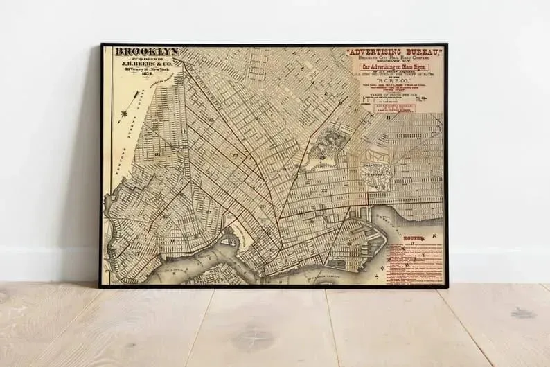 Vintage Brooklyn Map| Brooklyn Map