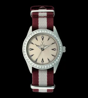 VINTAGE BURGUNDY AND WHITE WITH STONES