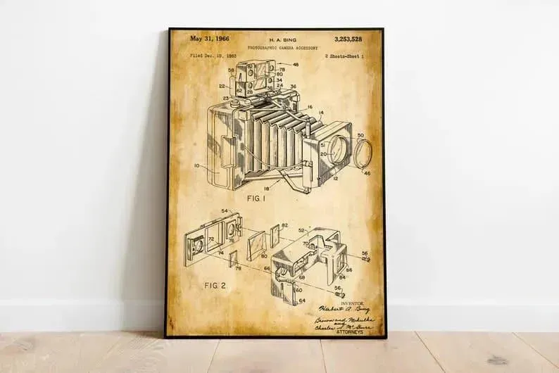 Vintage Camera Patent Print| Framed Art Print