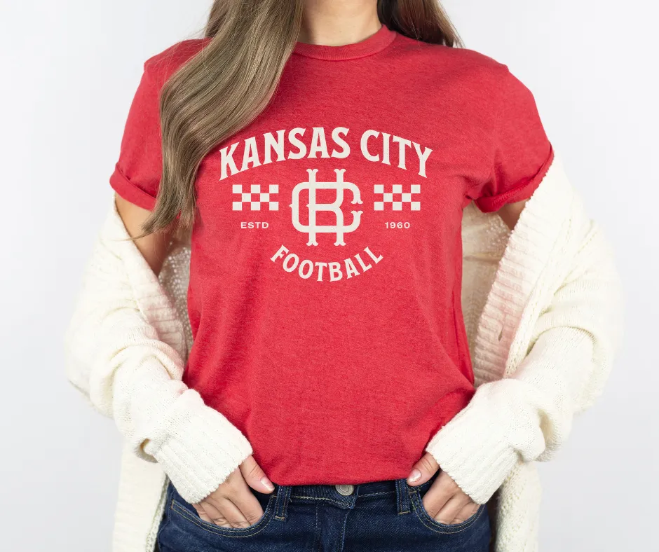 Vintage Kansas City Football Heather Red Tee