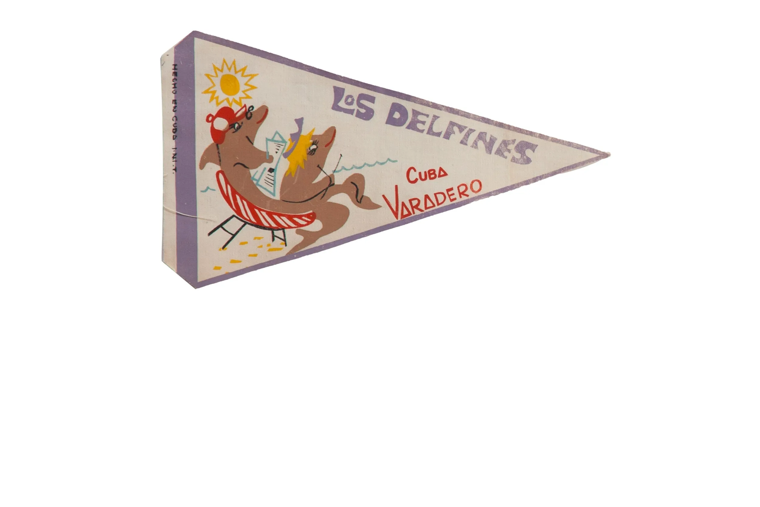 Vintage Los Delfines Varadero Cuba Felt Flag Pennant