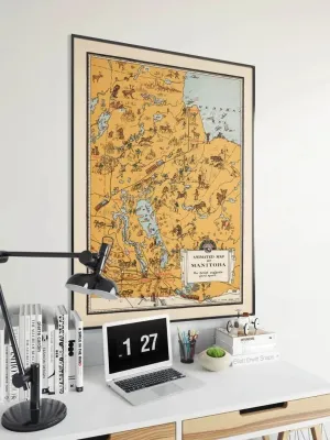 Vintage Manitoba Map Print| Manitoba Wall Art