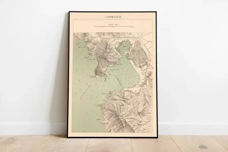 Vintage Map of Carthage| Maps of Tunisia