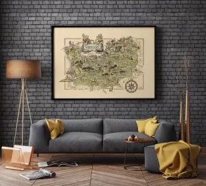 Vintage Normandy Map Print| Normandy Wall Art Print
