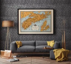 Vintage Nova Scotia Map Print| Nova Scotia Wall Art
