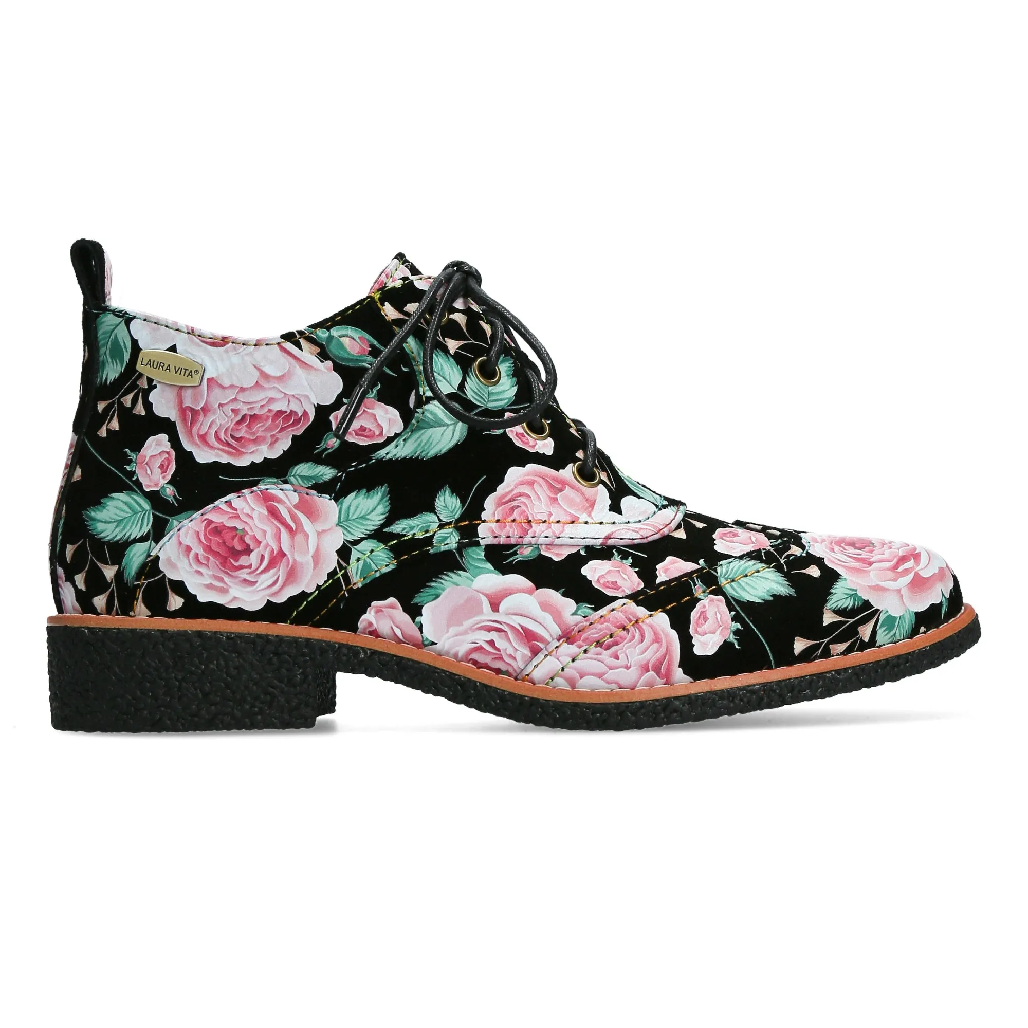 Vintage Rose Lace Up Cocralieo 07 Brogues Black