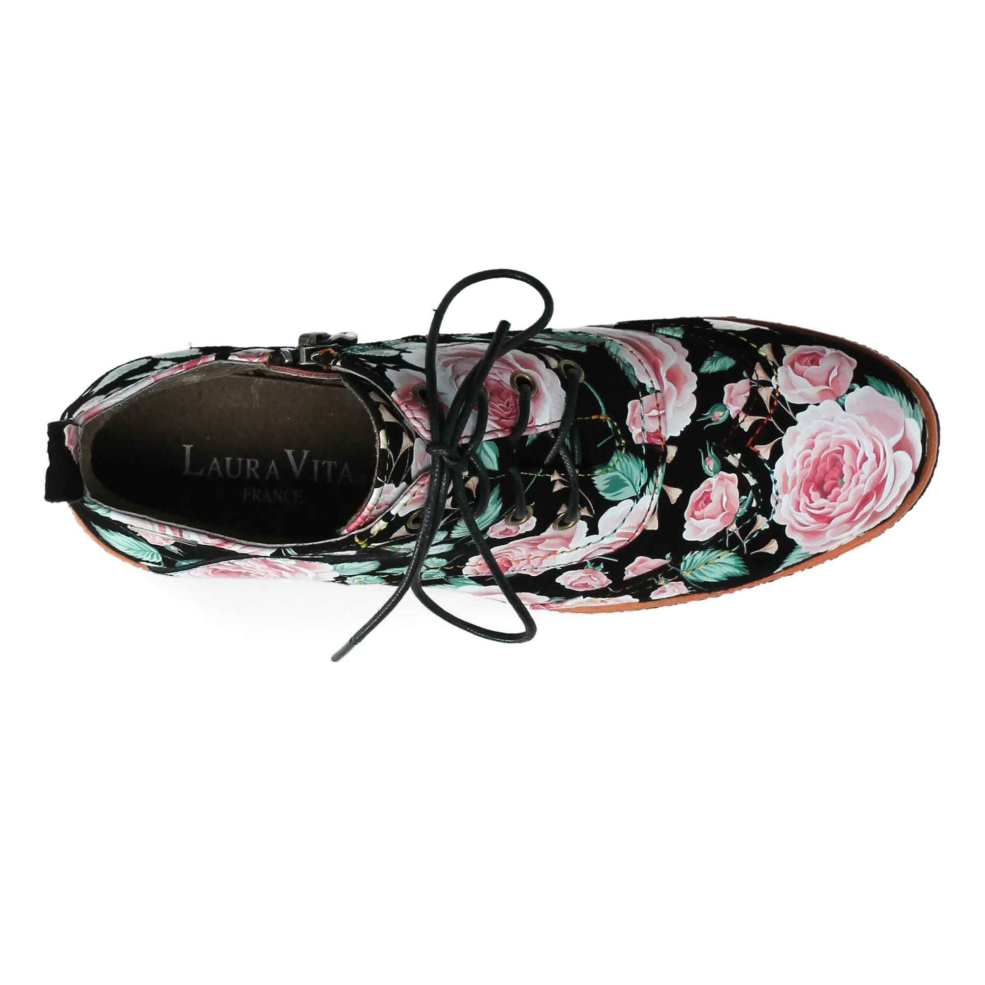 Vintage Rose Lace Up Cocralieo 07 Brogues Black