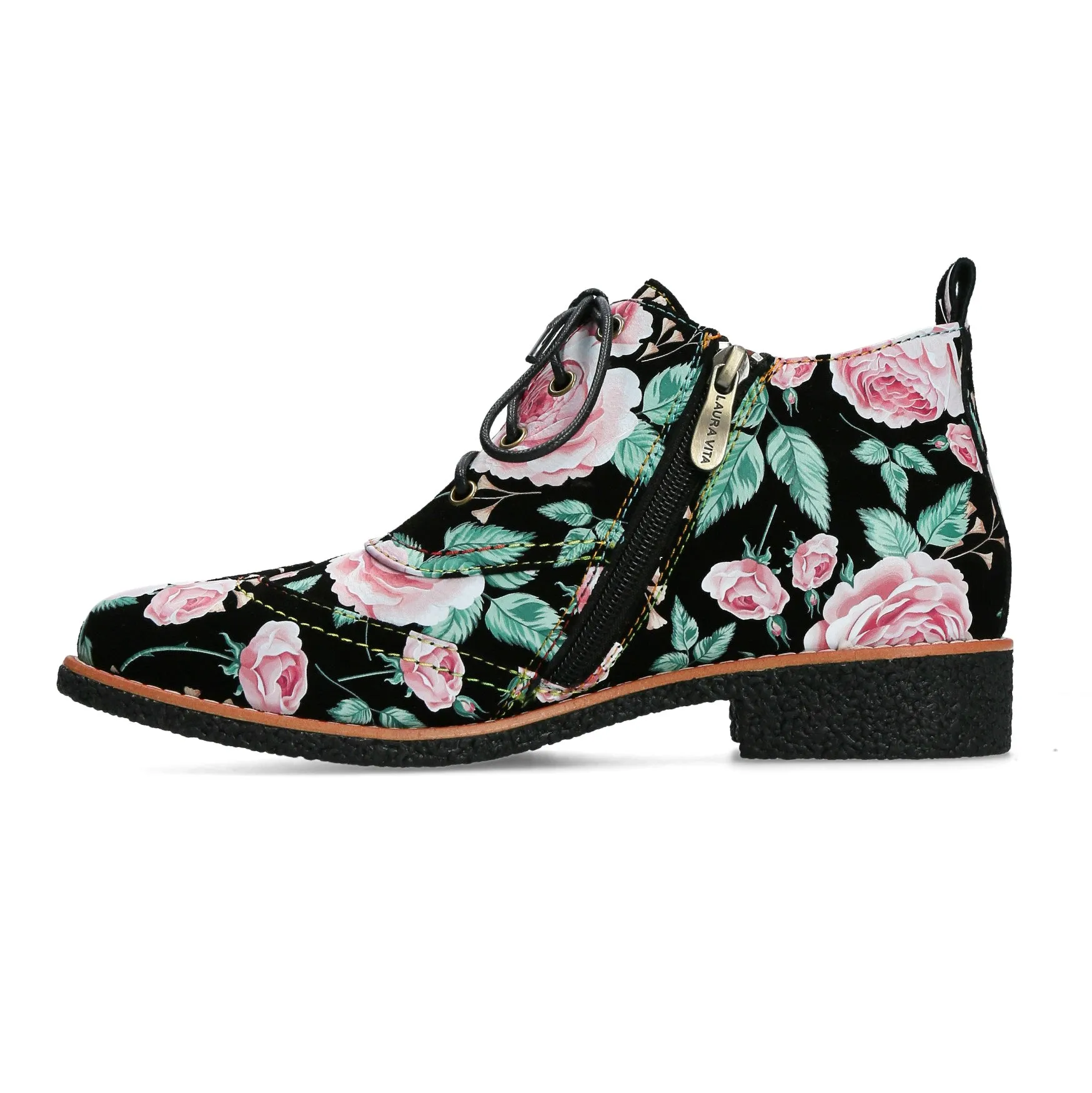 Vintage Rose Lace Up Cocralieo 07 Brogues Black