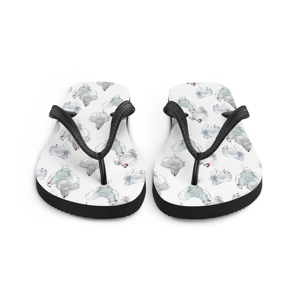 Watercolor Hens Flip-Flops