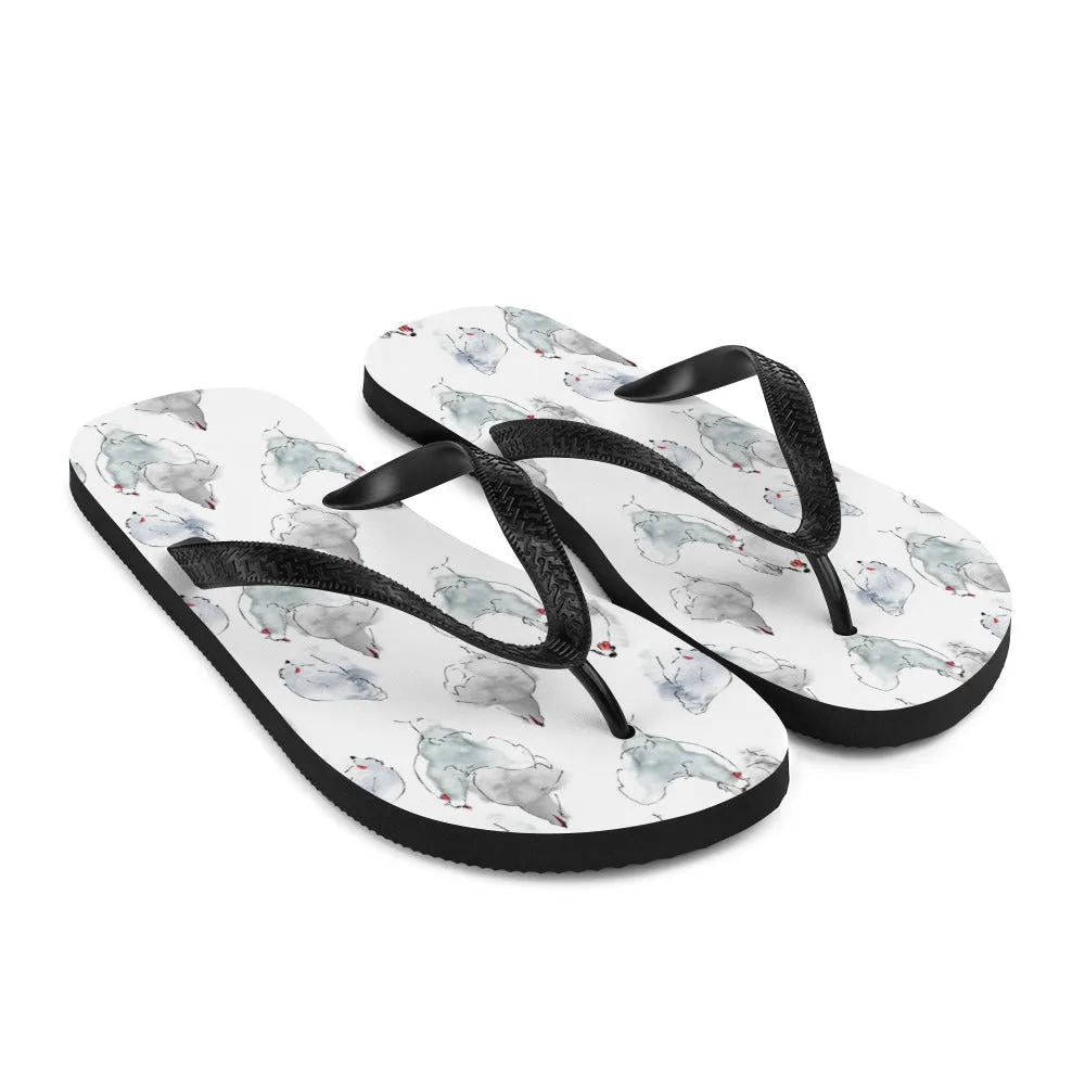 Watercolor Hens Flip-Flops