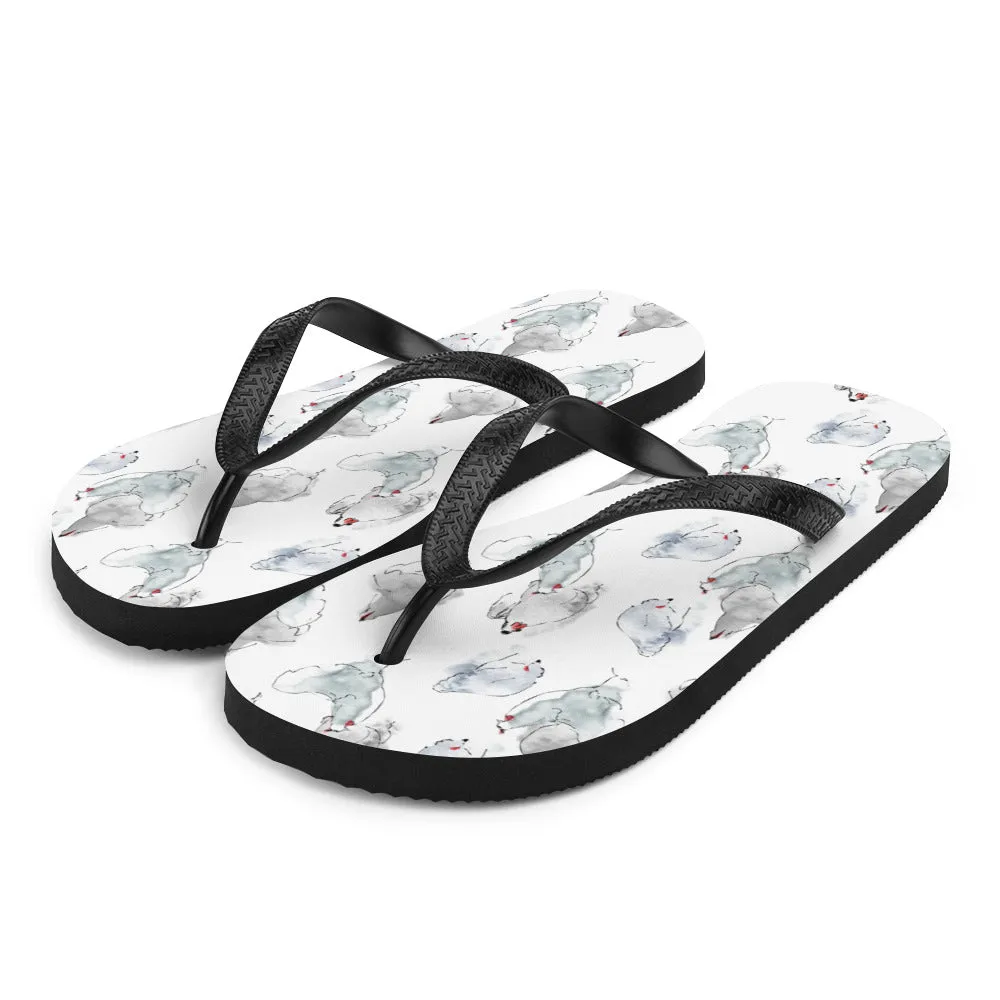 Watercolor Hens Flip-Flops