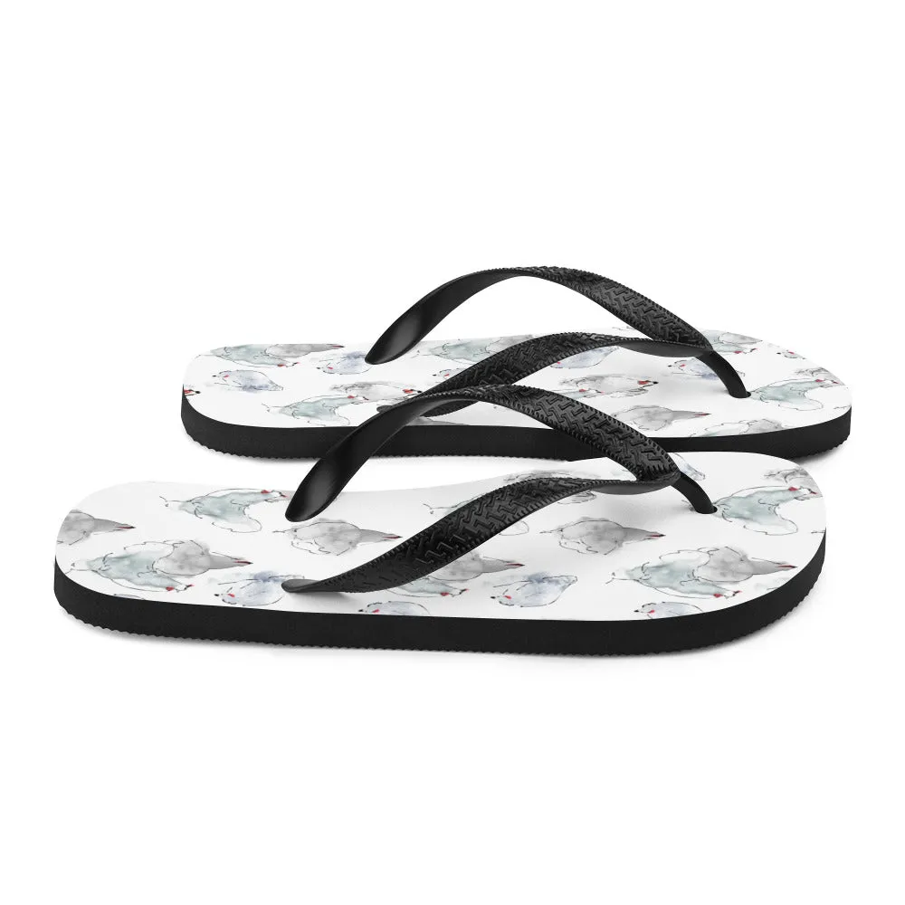Watercolor Hens Flip-Flops