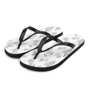Watercolor Hens Flip-Flops