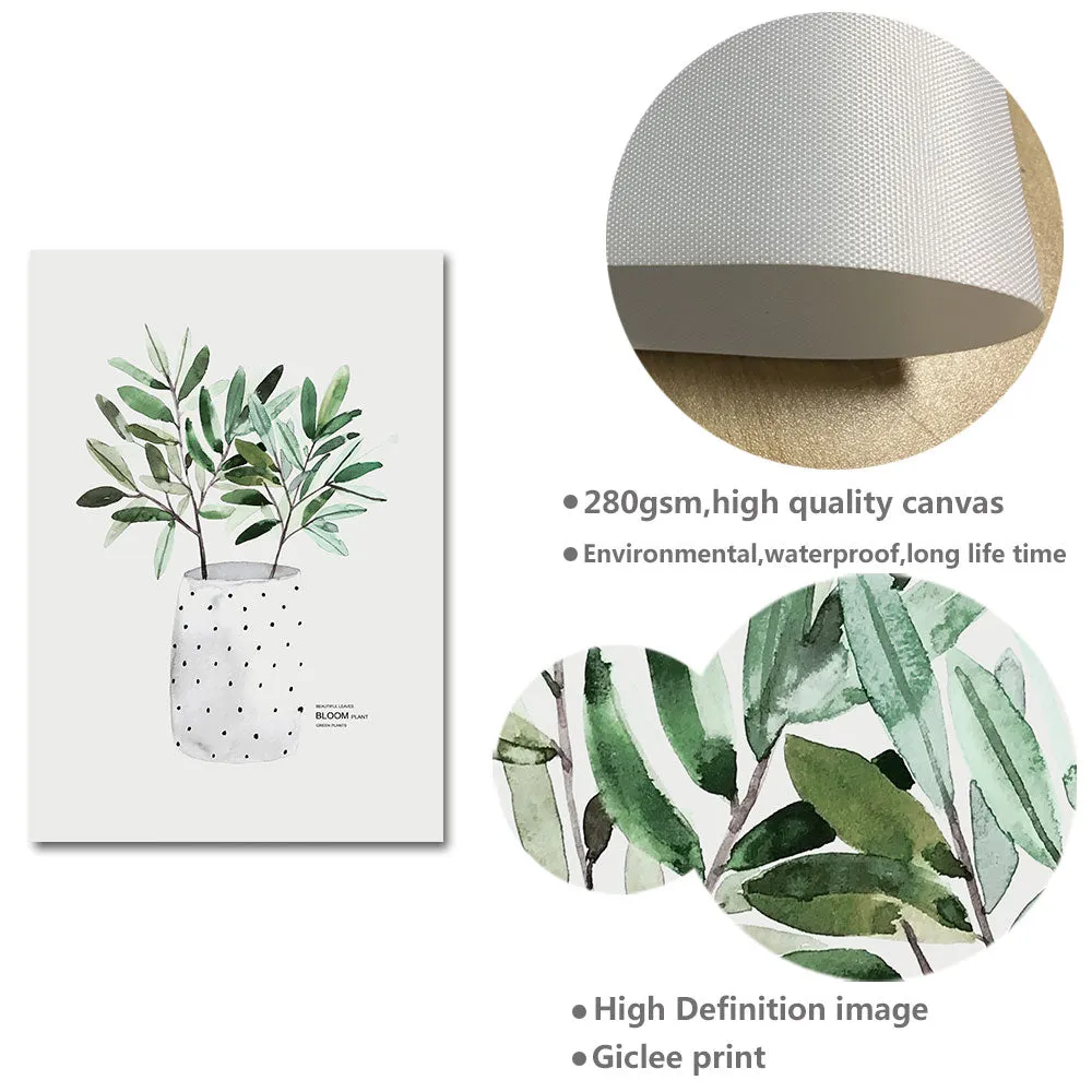 Watercolor Plants Leaf Wall Art