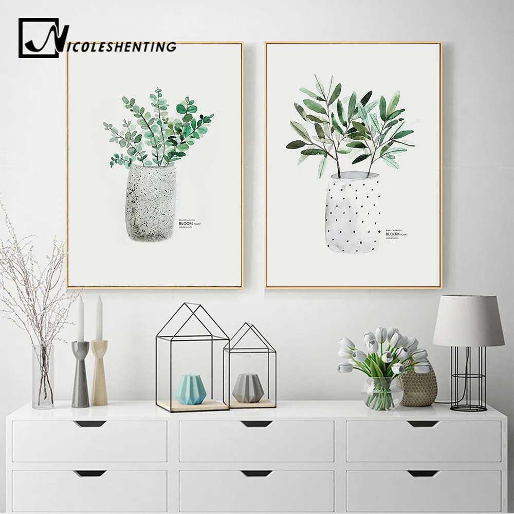 Watercolor Plants Leaf Wall Art