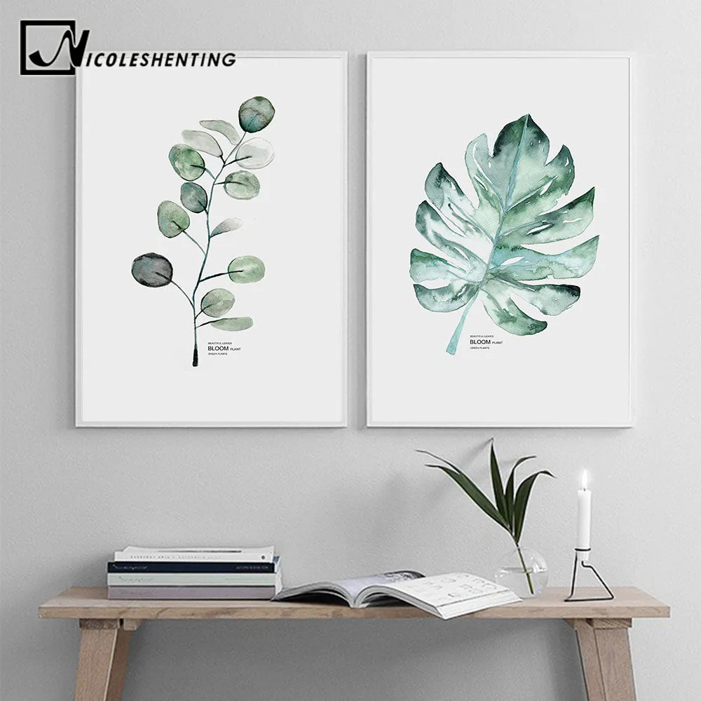 Watercolor Plants Leaf Wall Art