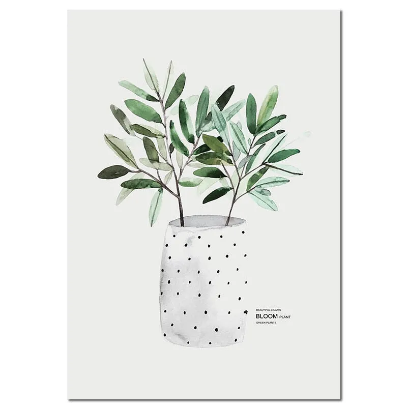 Watercolor Plants Leaf Wall Art