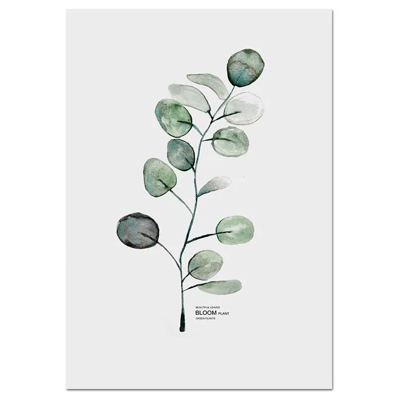 Watercolor Plants Leaf Wall Art