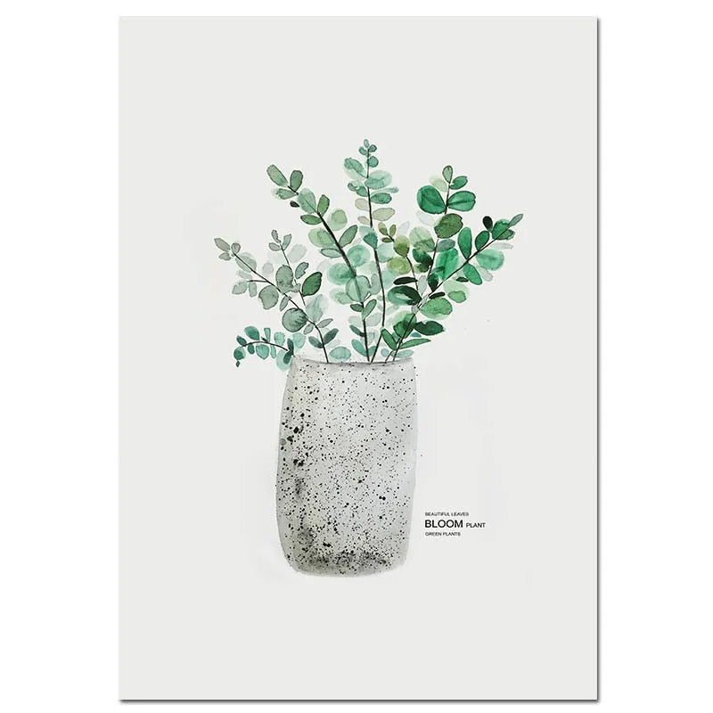 Watercolor Plants Leaf Wall Art
