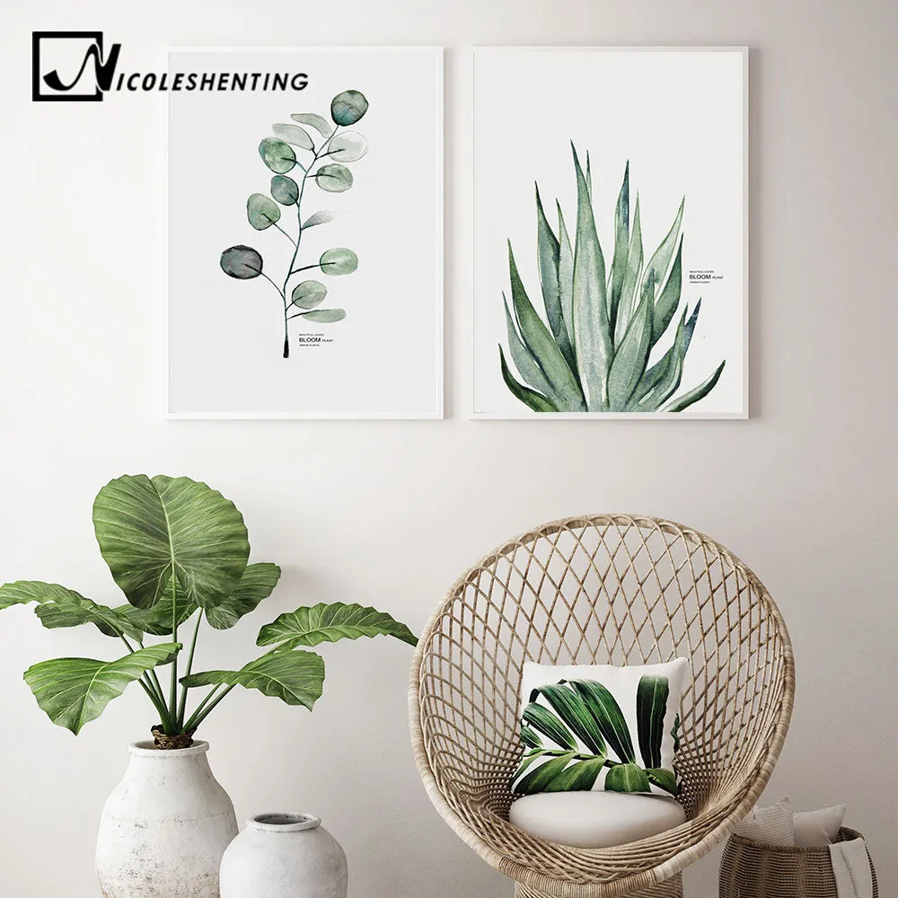Watercolor Plants Leaf Wall Art