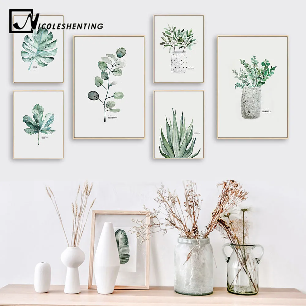 Watercolor Plants Leaf Wall Art
