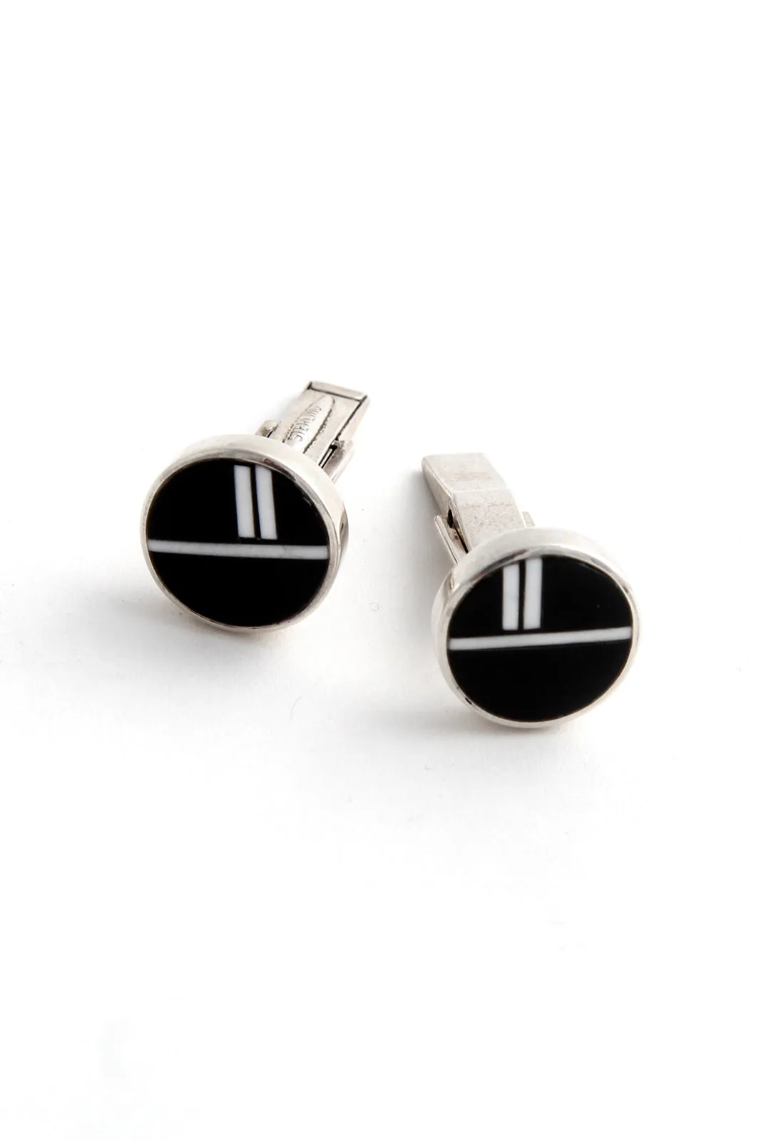 White and Black Onyx Inlay Cufflinks