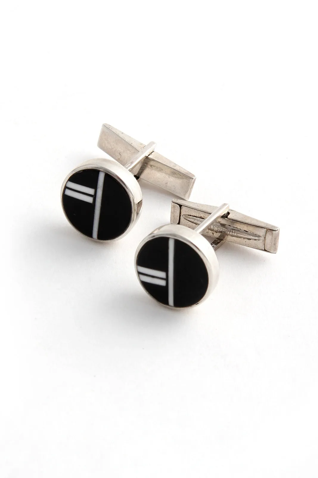 White and Black Onyx Inlay Cufflinks