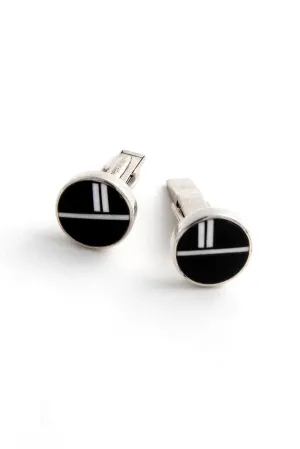 White and Black Onyx Inlay Cufflinks