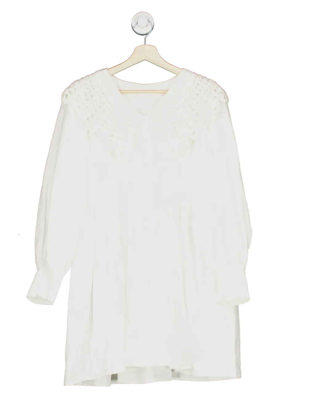White Crochet Collar Detail Dress UK M