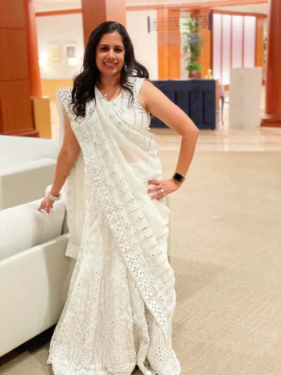 White Mirrored Lehenga