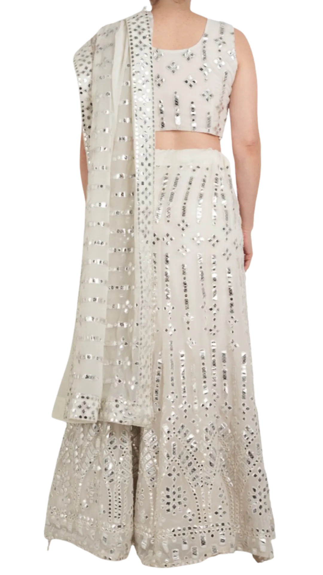 White Mirrored Lehenga