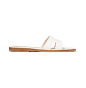White Nappa Strap Slides
