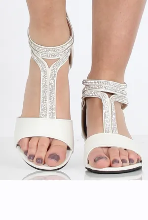 White Sparkle Open Toe Sandals - Miri