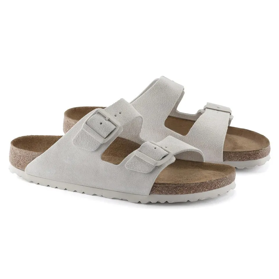 White Suede Leather Ease Comfort Slippers with Buckle - Slippers
