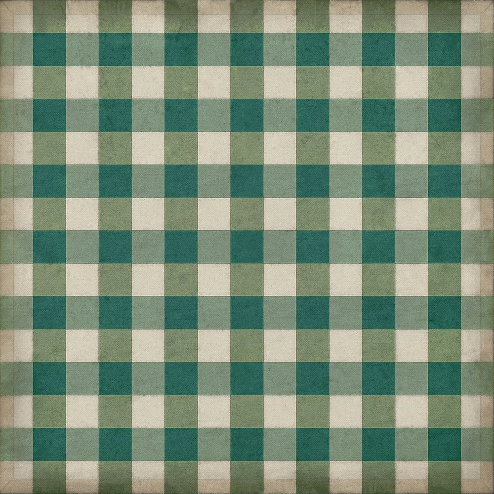 Williamsburg "Gingham Canvas- Green" Floorcloth - Spicher & Co.