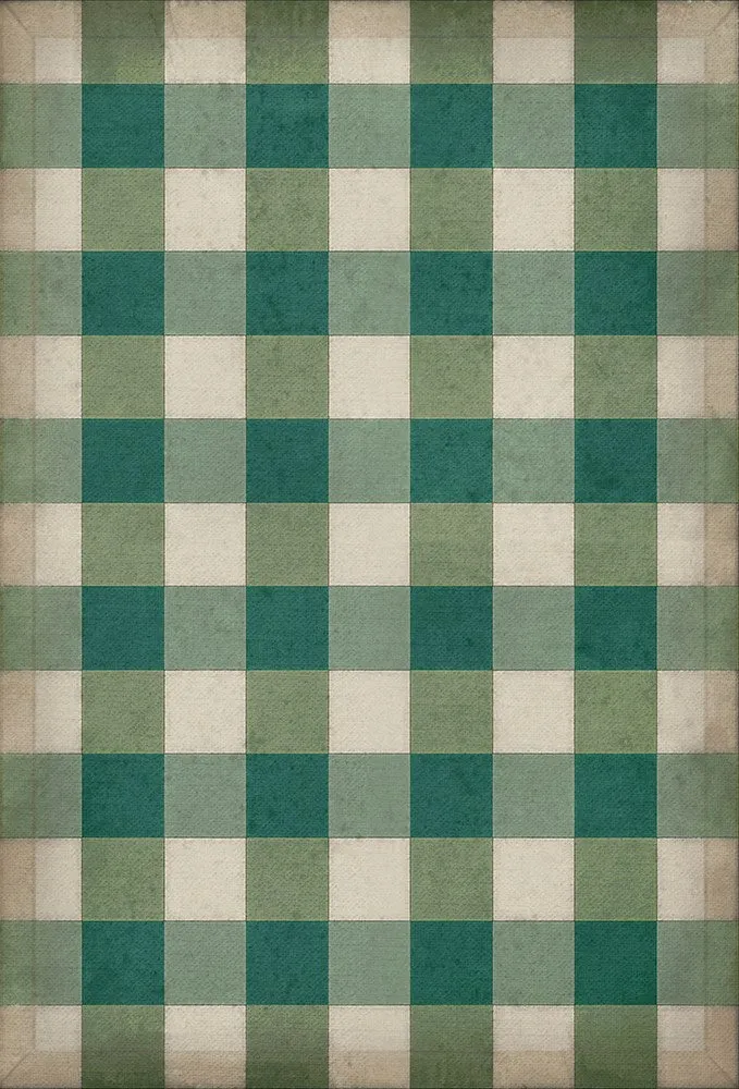 Williamsburg "Gingham Canvas- Green" Floorcloth - Spicher & Co.