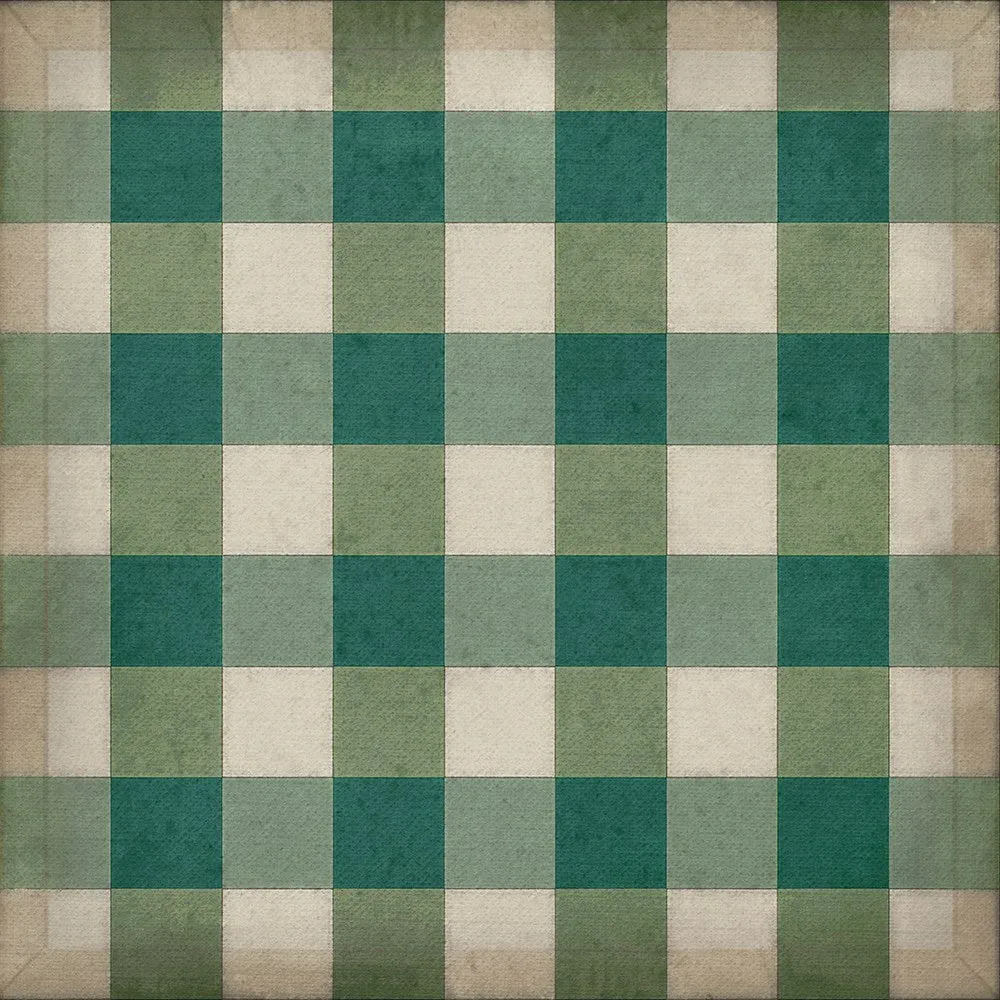 Williamsburg "Gingham Canvas- Green" Floorcloth - Spicher & Co.