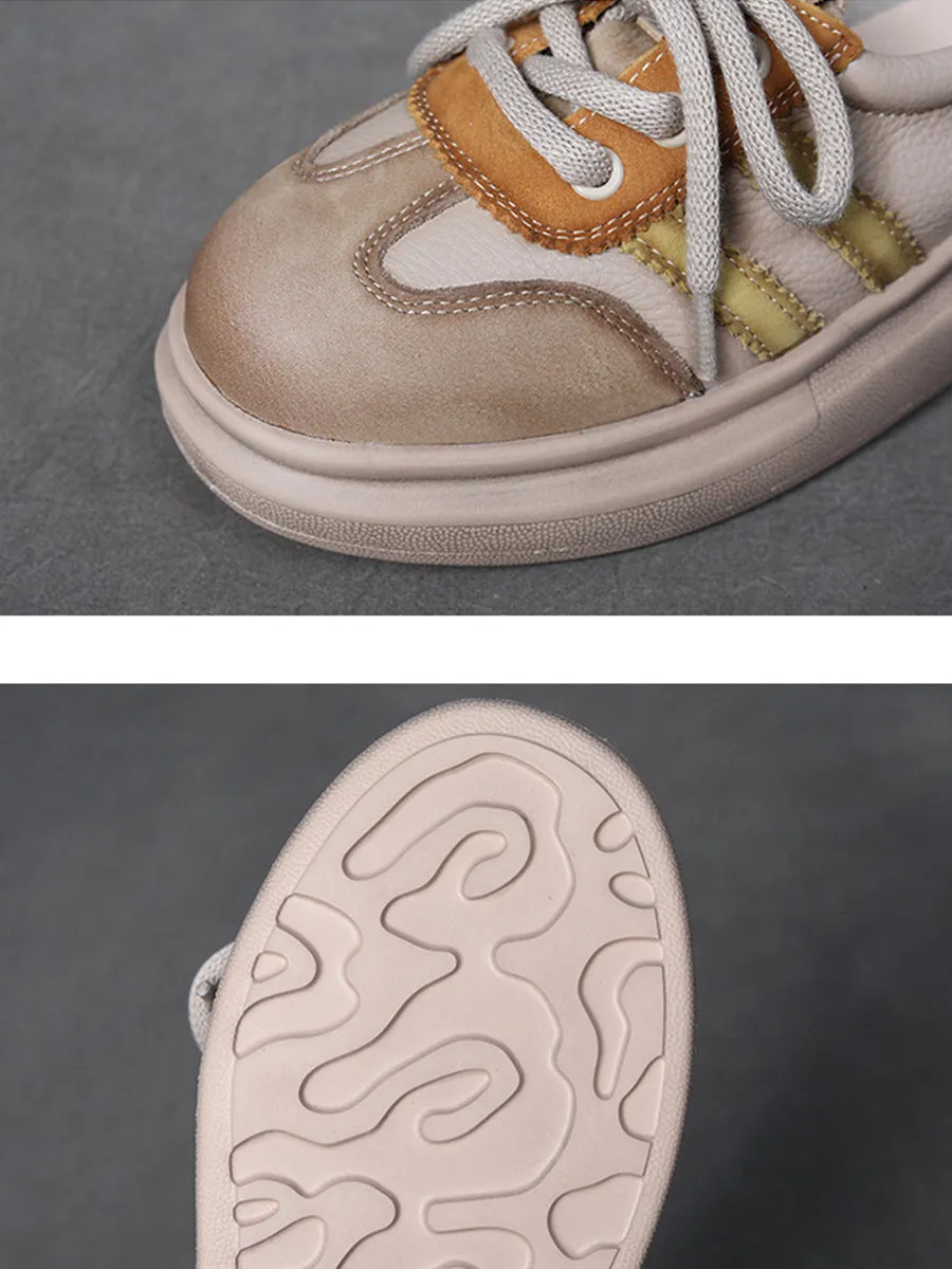 Women Casual Colorblock Leather Platform Shoes