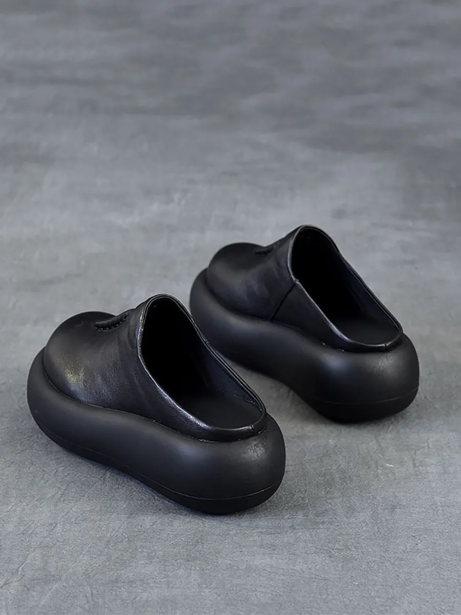 Women Casual Summer Leather Platform Slippers