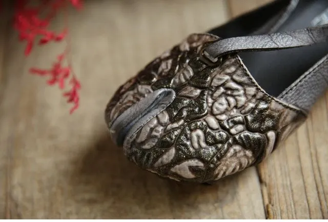Women Flats Embellished Flower Ballet Flats Genuine Leather Ankle Strap Women Slip On Handmade Women Shoe
