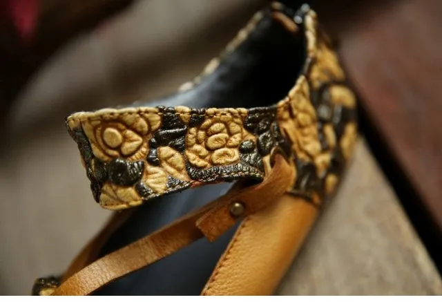 Women Flats Embellished Flower Ballet Flats Genuine Leather Ankle Strap Women Slip On Handmade Women Shoe
