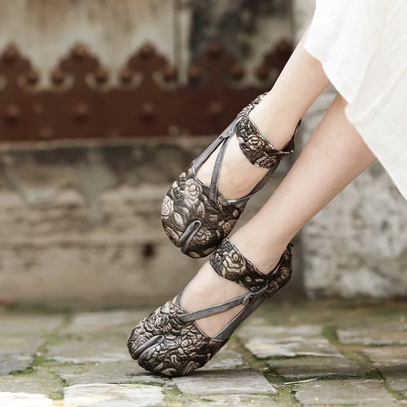 Women Flats Embellished Flower Ballet Flats Genuine Leather Ankle Strap Women Slip On Handmade Women Shoe