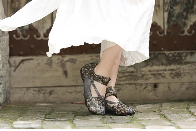 Women Flats Embellished Flower Ballet Flats Genuine Leather Ankle Strap Women Slip On Handmade Women Shoe
