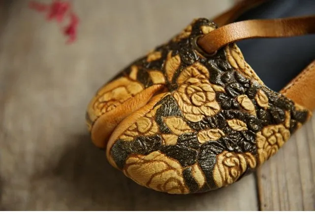 Women Flats Embellished Flower Ballet Flats Genuine Leather Ankle Strap Women Slip On Handmade Women Shoe