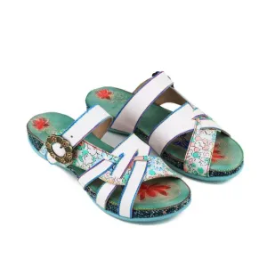 Women Genuine Leather Handmade Outside Slippers